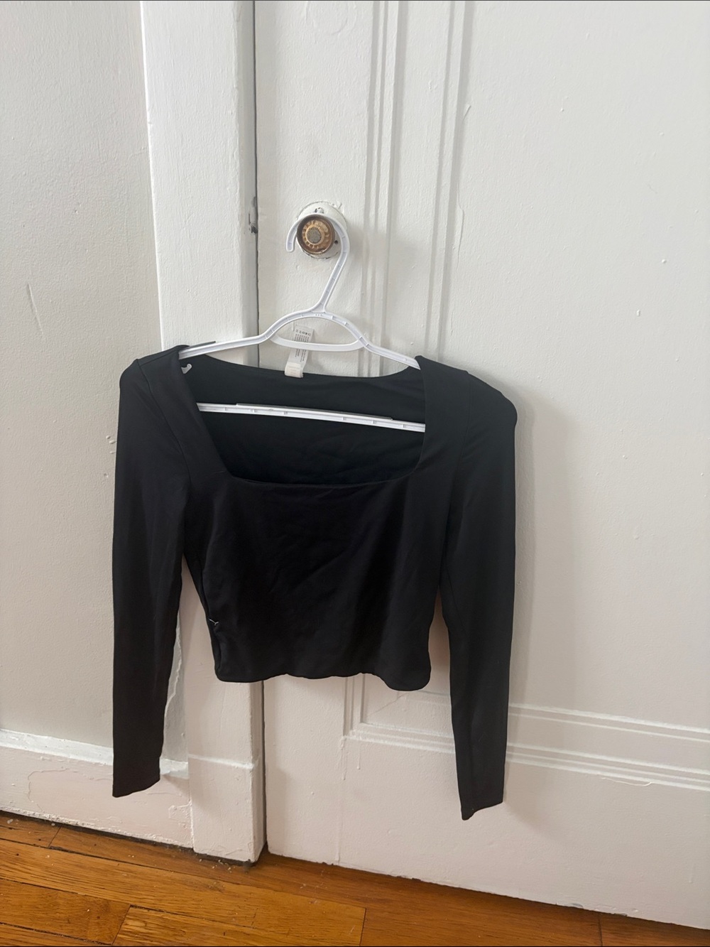 90 Degree By Reflex Black Square-Neck Long Sleeve Top